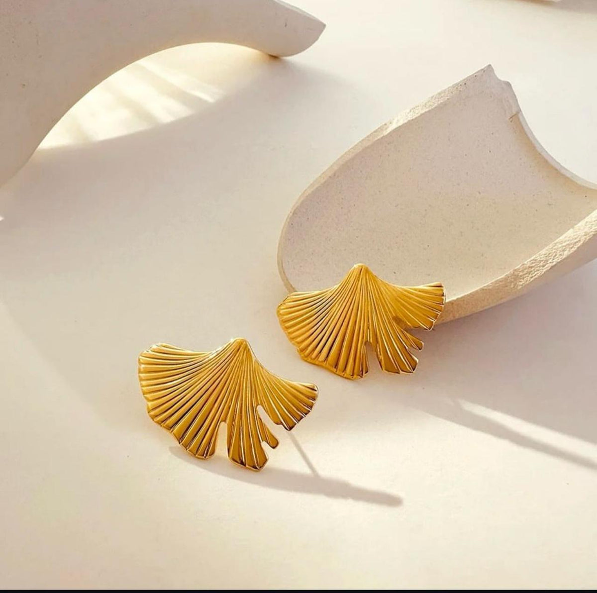 Ginkgo leaf stud earrings For Women