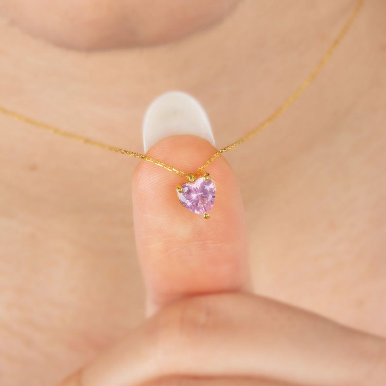 heart-shaped pink zircon or crystal Necklace