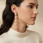 long circular pearl drop earrings For Women