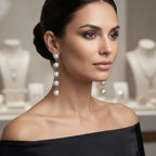 long circular pearl drop earrings For Women