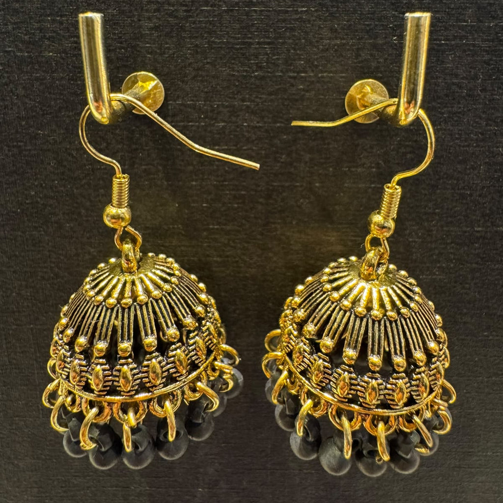 Golden Dome-Shaped Drop Jhumka