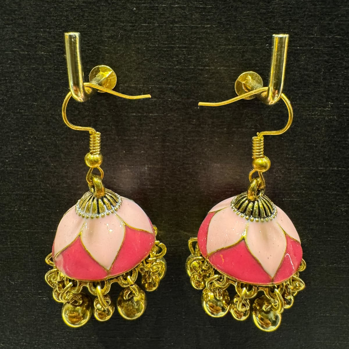 Pink Lotus Meenakari Jhumka