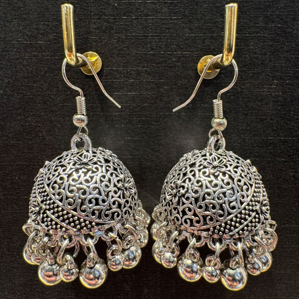 Antique Jhumka Earrings with Silver Pearls