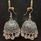 Antique Jhumka Earrings with Silver Pearls