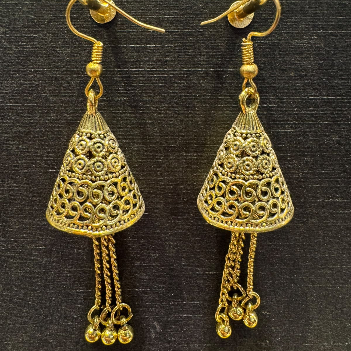 Golden-Tone Filigree Jhumka