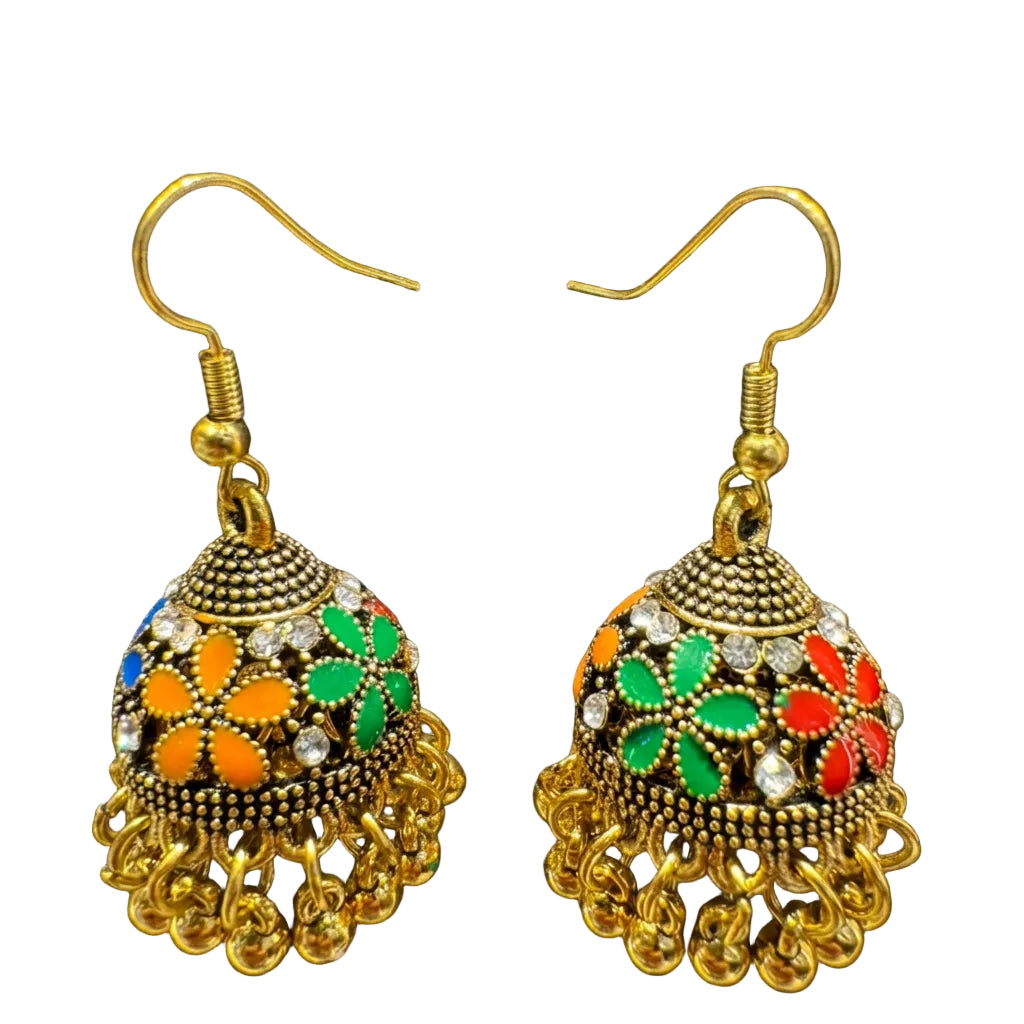 Meenakari flower jhumka For Women