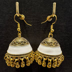 Ruby Red Enamel Terracotta-Style Bell Jhumka