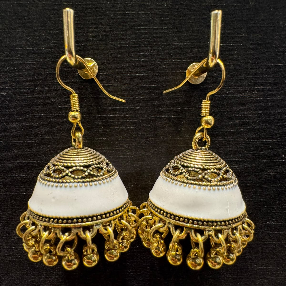 Ruby Red Enamel Terracotta-Style Bell Jhumka