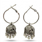Oxidized Silver Hoop Jhumka - Bali Jhumka