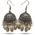 Silver Jhumka Earrings with Pearl Droplets
