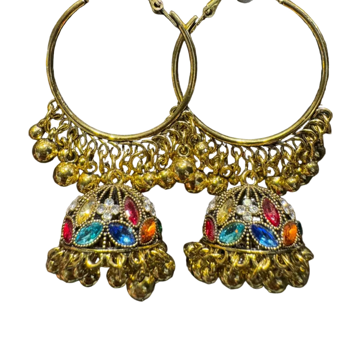 Gold-Plated Alloy Hoop Jhumka Earrings