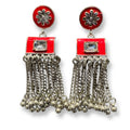 Scarlet Bloom Tribal Chain Earrings