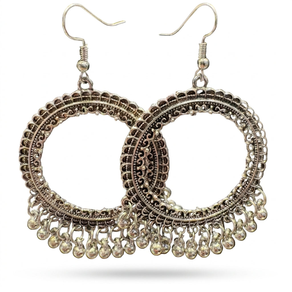 Oxidized Silver Hoop Jhumkay