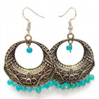 Silver Oxidised Blue Pearl Chandbalis