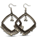 oxidized silver rhombus (kite-shaped) jhumka