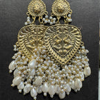 Antique Heart Pearl Tassel Earrings