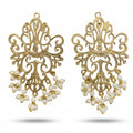 Filigree Gold and Pearl Drop Earrings