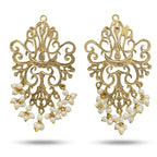 Filigree Gold and Pearl Drop Earrings