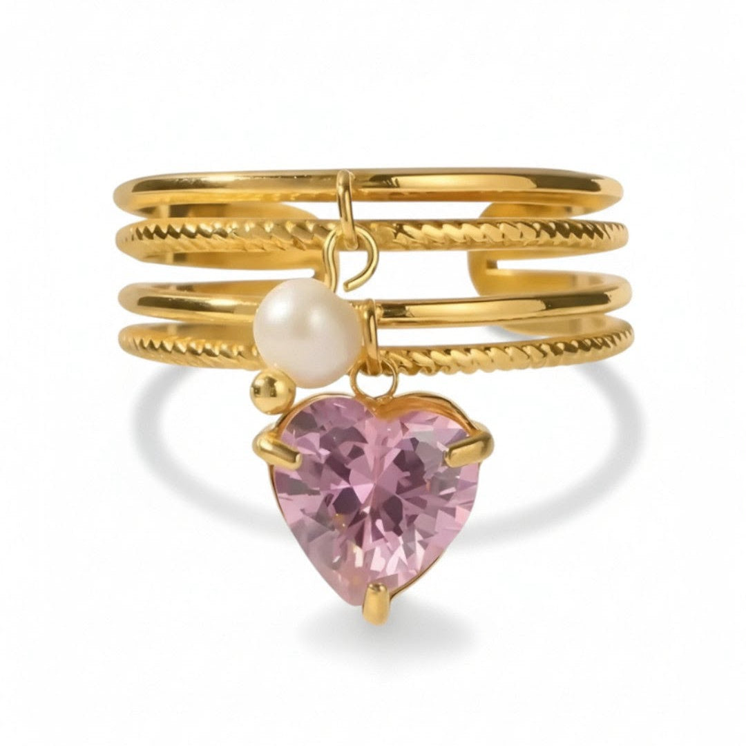 Lila Heart Pink Ring For Women