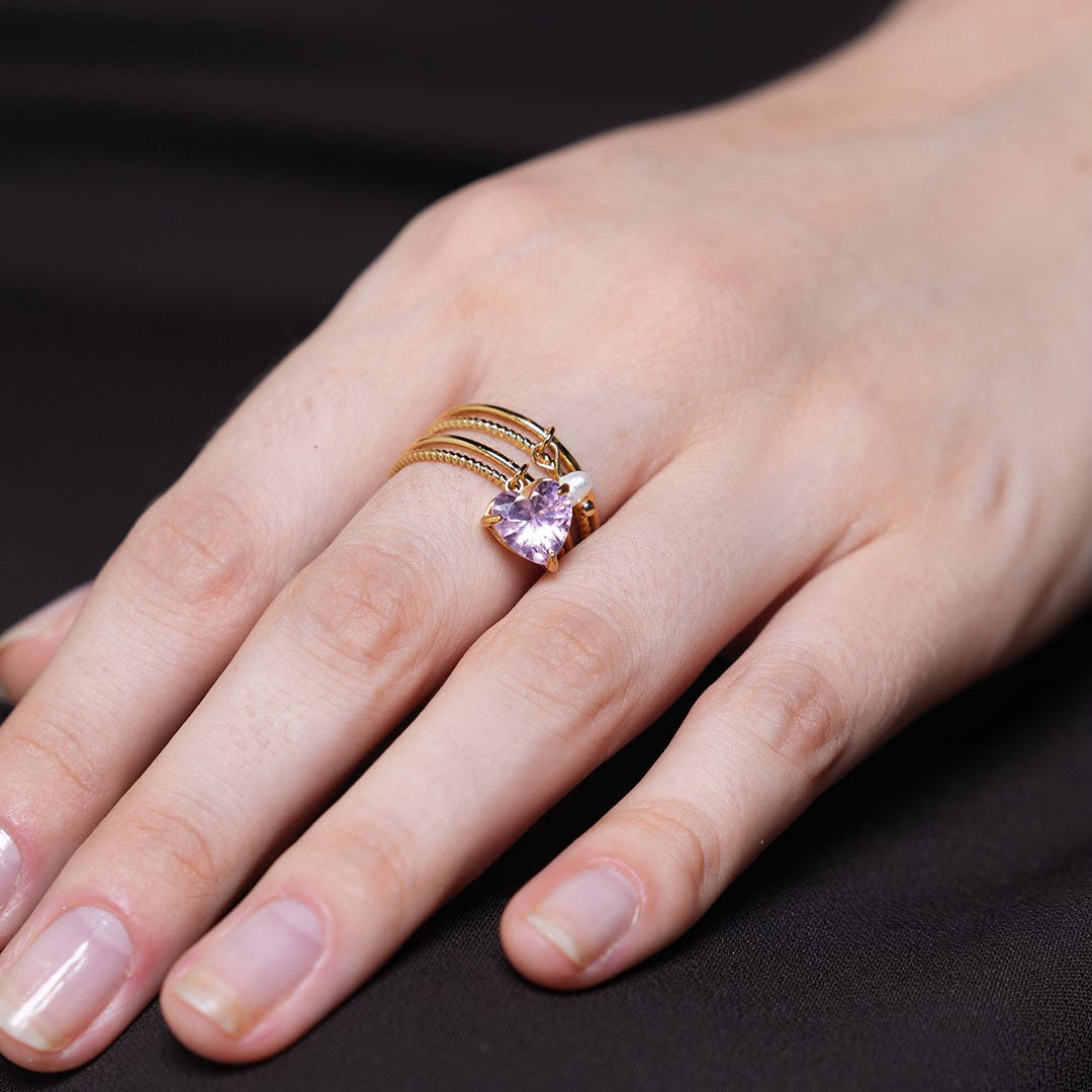 Lila Heart Pink Ring For Women