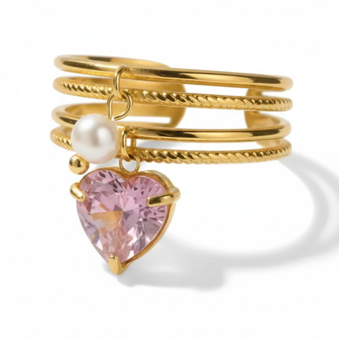 Lila Heart Pink Ring For Women