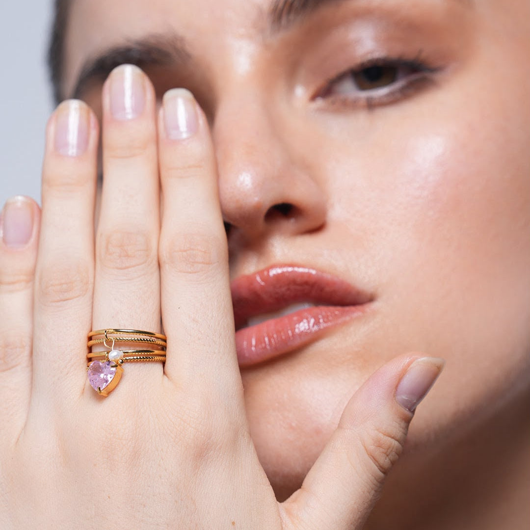 Lila Heart Pink Ring For Women