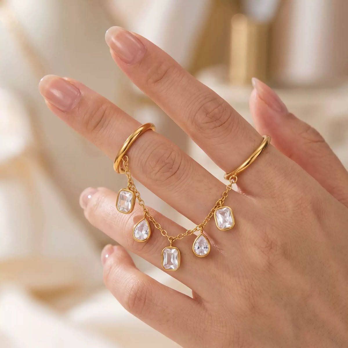 Charms‑Connected Two Band‑Dainty