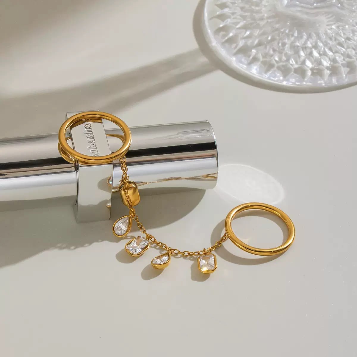 Charms‑Connected Two Band‑Dainty