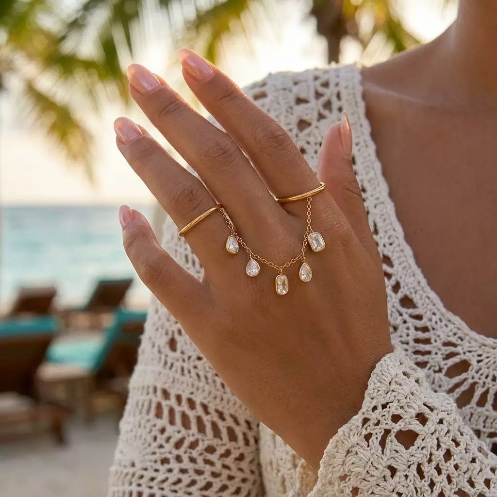 Charms‑Connected Two Band‑Dainty