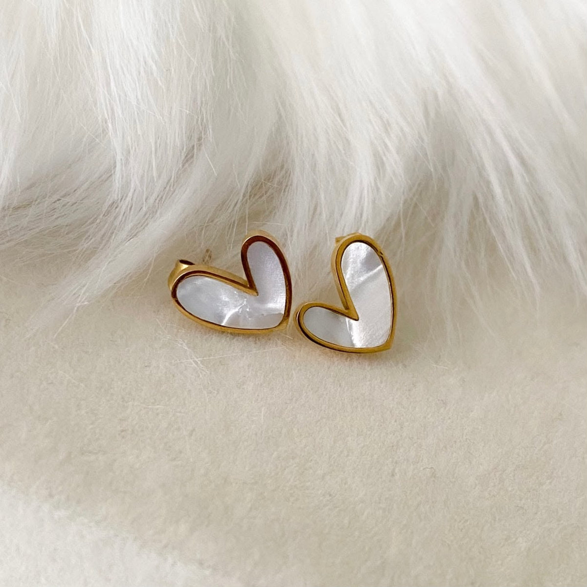 Black and White Heart design stud earrings