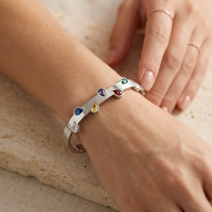 Asymmetric Heart Zircon Stainless Steel Bracelet