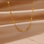 Minimal Gold Bead Necklace For Women
