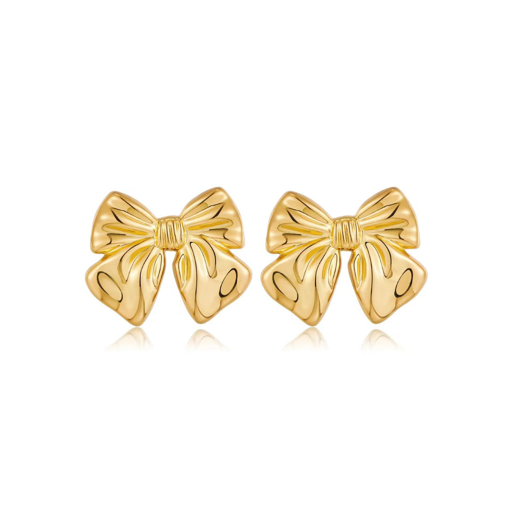 minimalist gold-plated bow stud earrings