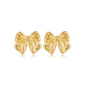 minimalist gold-plated bow stud earrings