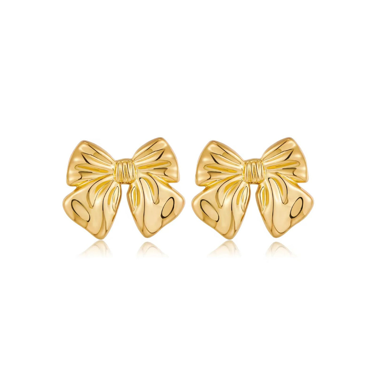 minimalist gold-plated bow stud earrings