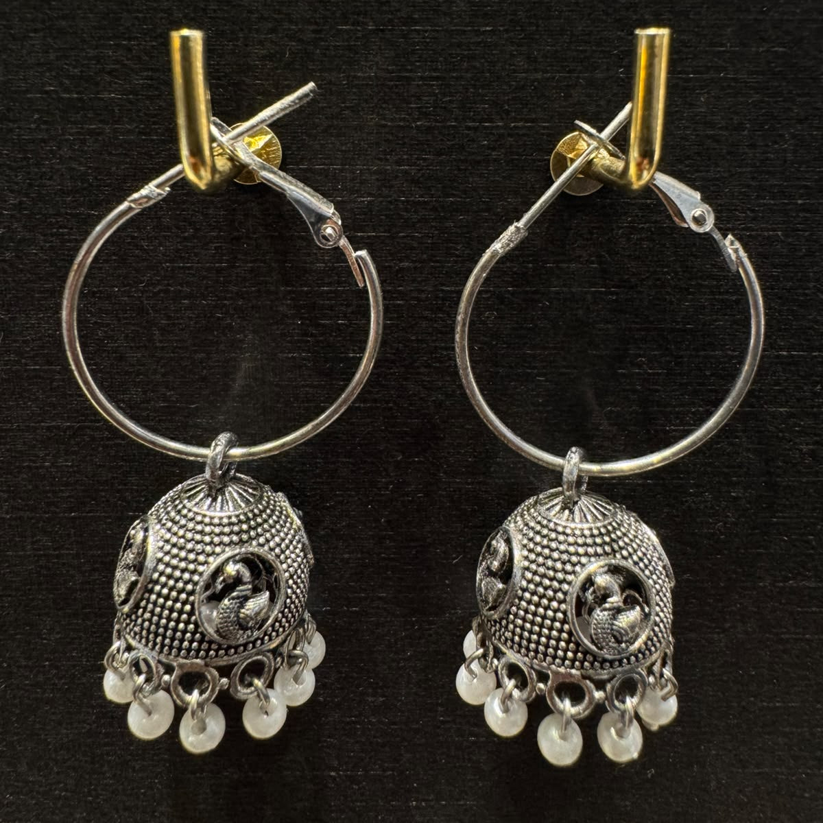 Oxidized Silver Hoop Jhumka - Bali Jhumka