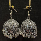 Vintage Silver-Plated Statement Jhumkas