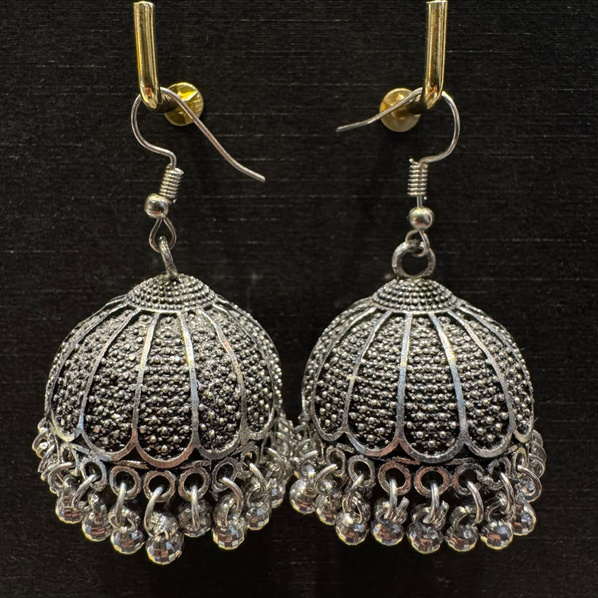 Vintage Silver-Plated Statement Jhumkas
