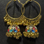 Gold-Plated Alloy Hoop Jhumka Earrings