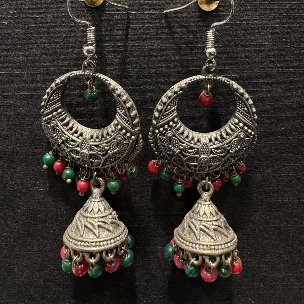Traditional Oxidized Chandbali Jhumka Earrings