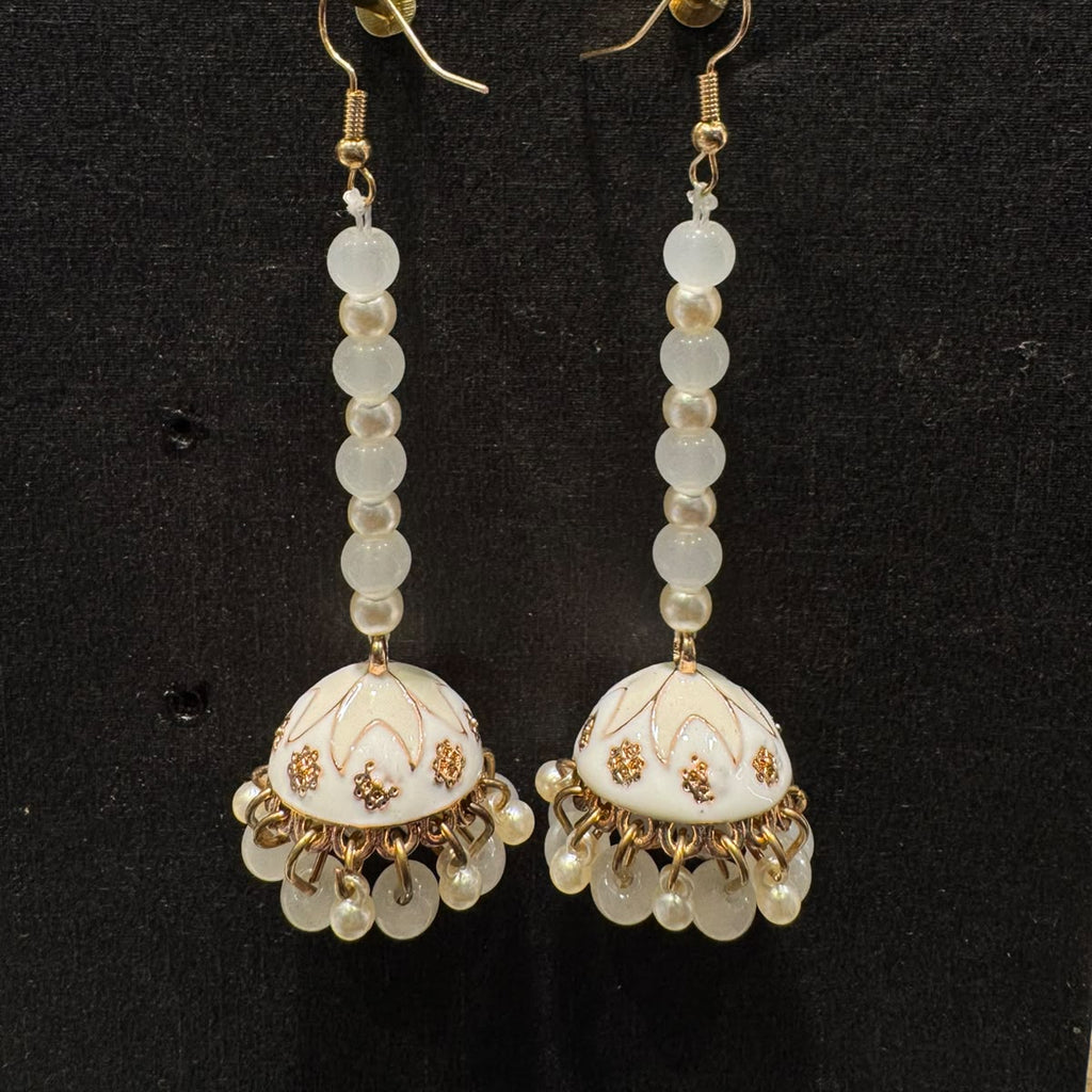 Meenakari Enamel Long Beaded Jhumka