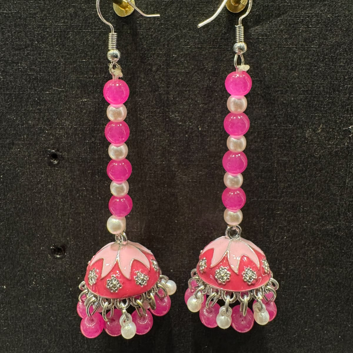 Meenakari Enamel Long Beaded Jhumka