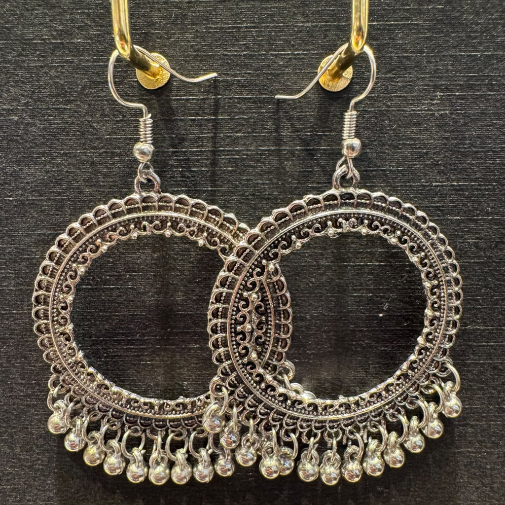 Oxidized Silver Hoop Jhumkay