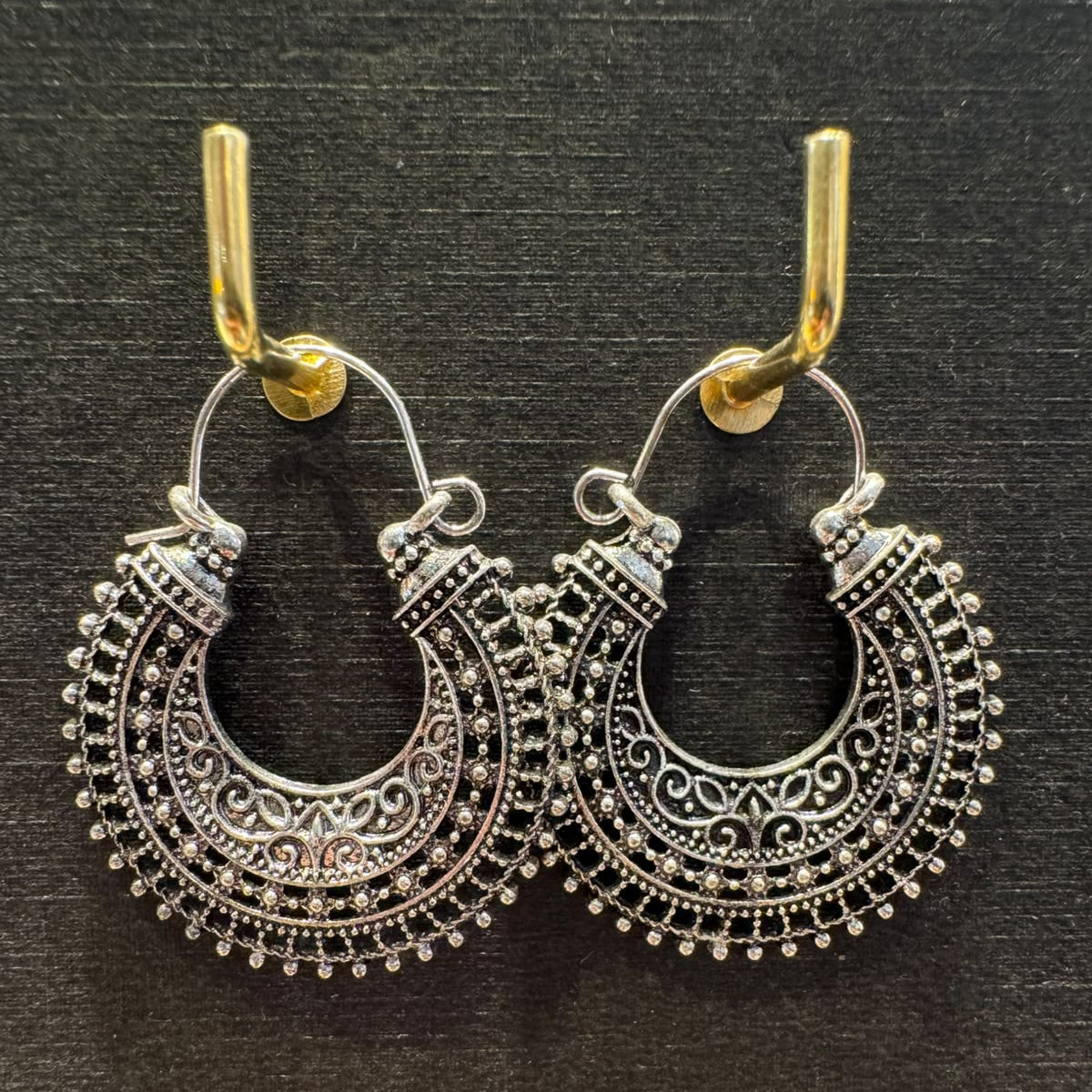 Intricate Metallic Heritage Hoop Jhumka