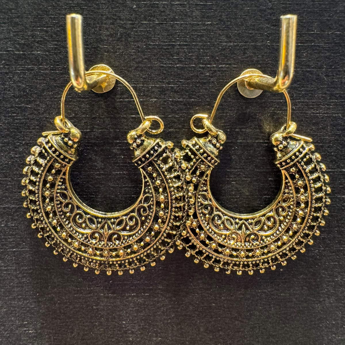 Intricate Metallic Heritage Hoop Jhumka