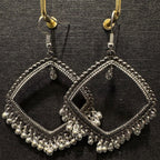 oxidized silver rhombus (kite-shaped) jhumka