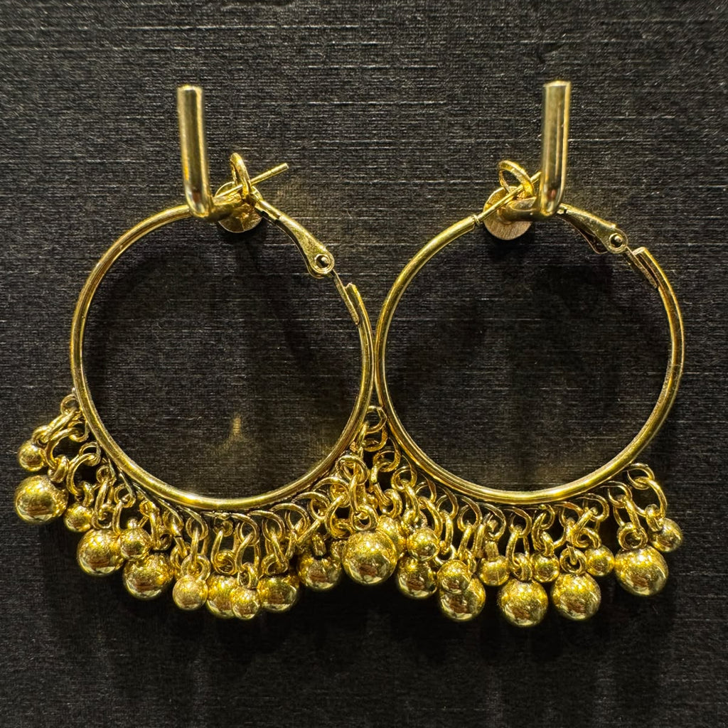 Earrings Anti-Tarnish Golden Ghungroo Hoops