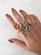 Snake Shaped Open Ring - Silver