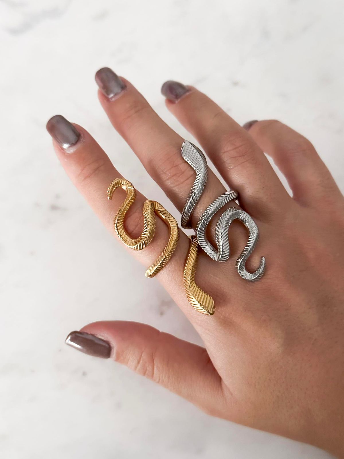 Snake Shaped Open Ring - Silver