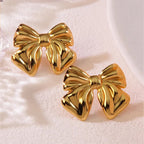 minimalist gold-plated bow stud earrings
